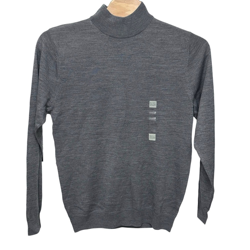 Linea Uomo Men's Size 2XLT Merino Wool Blend Sweater Gray Mock Neck Pullover NWT